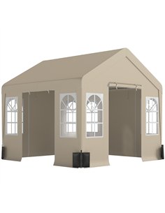 Outsunny 3 x 3 m Party Tent, Outdoor Canopy Tent Shelter with Removable Sidewalls, 4 Zipped Doors, for Parties, Wedding, Beige