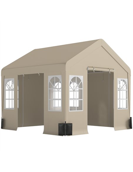 Outsunny 3 x 3 m Party Tent, Outdoor Canopy Tent Shelter with Removable Sidewalls, 4 Zipped Doors, for Parties, Wedding, Beige - pic 185558 | FastDaddyshop