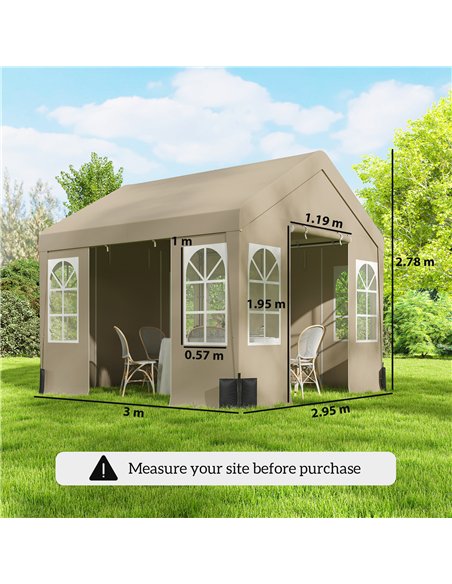 Outsunny 3 x 3 m Party Tent, Outdoor Canopy Tent Shelter with Removable Sidewalls, 4 Zipped Doors, for Parties, Wedding, Beige - pic 185560 | FastDaddyshop