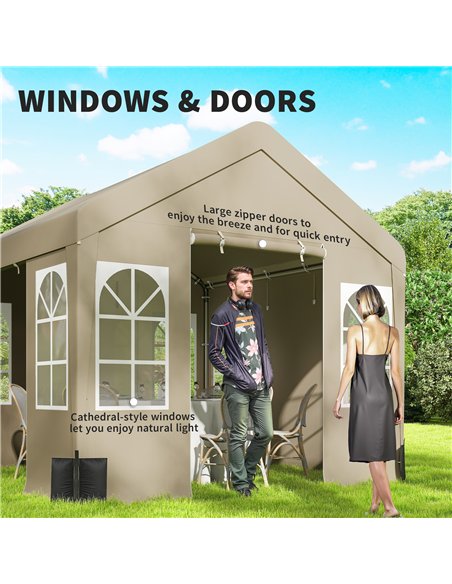 Outsunny 3 x 3 m Party Tent, Outdoor Canopy Tent Shelter with Removable Sidewalls, 4 Zipped Doors, for Parties, Wedding, Beige - pic 185562 | FastDaddyshop