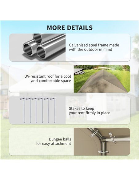 Outsunny 3 x 3 m Party Tent, Outdoor Canopy Tent Shelter with Removable Sidewalls, 4 Zipped Doors, for Parties, Wedding, Beige - pic 185564 | FastDaddyshop