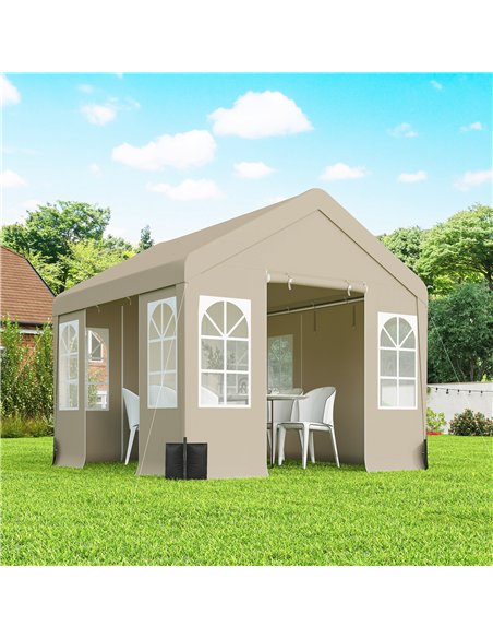 Outsunny 3 x 3 m Party Tent, Outdoor Canopy Tent Shelter with Removable Sidewalls, 4 Zipped Doors, for Parties, Wedding, Beige - pic 185566 | FastDaddyshop