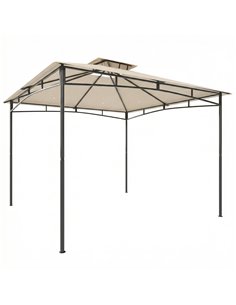 Outsunny 3 x 3 m Gazebo, Garden Gazebo with 2-Tier Roof, Metal Frame, Khaki