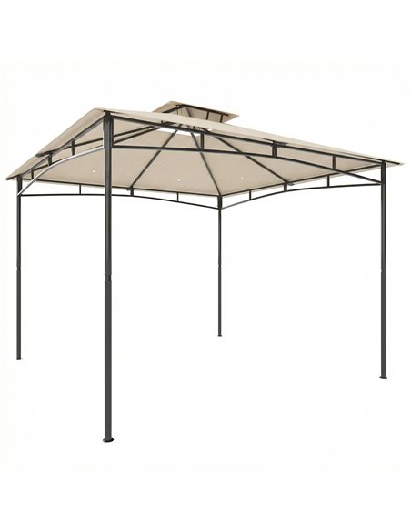 Outsunny 3 x 3 m Gazebo, Garden Gazebo with 2-Tier Roof, Metal Frame, Khaki - pic 185567 | FastDaddyshop