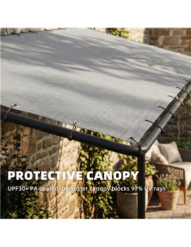 Outsunny 3 x 2 m Lean to Garden Pergola, Metal Frame Gazebo Pergola with UPF30+ Protection, Sloped Roof, Drainage Holes, Grey
