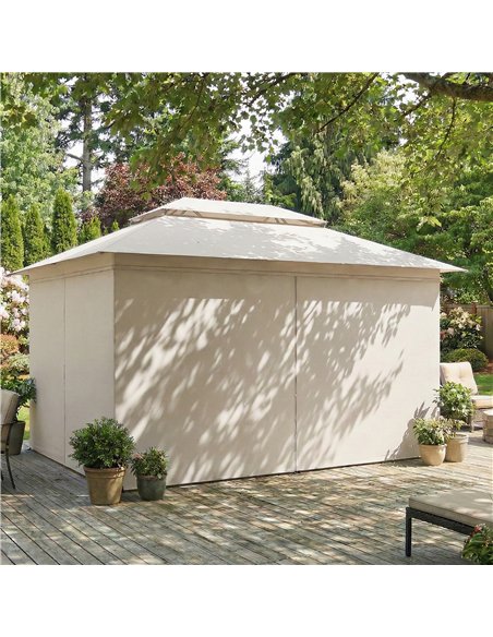 Outsunny 3 x 4 m Outdoor Garden Gazebo with Netting and Curtains, UPF50+ Patio Gazebo Permanent Pavilion Canopy, Beige - pic 185593 | FastDaddyshop