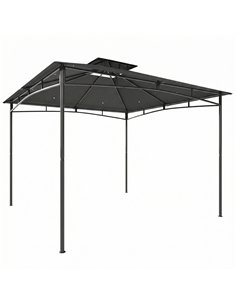 Outsunny 3 x 3 m Gazebo, Garden Gazebo with 2-Tier Roof, Metal Frame, Dark Grey