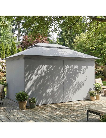 Outsunny 3 x 4 m Outdoor Garden Gazebo with Netting and Curtains, UPF50+ Patio Gazebo Permanent Pavilion Canopy, Dark Grey - pic 185611 | FastDaddyshop