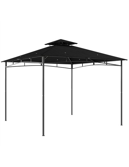 Outsunny 3 x 3 m Gazebo, Garden Gazebo with 2-Tier Roof, Metal Frame, Black - pic 185621 | FastDaddyshop