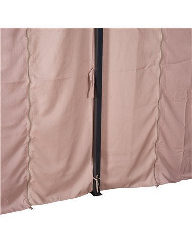 Outsunny 4m x 3(m) Metal Gazebo Canopy Party Tent Garden Pavillion Patio Shelter Pavilion with Curtains Sidewalls Brown