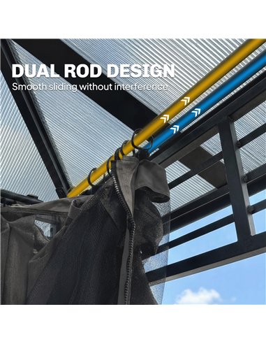 Outsunny 3 x 3.6 m Outdoor Hardtop Gazebo Canopy with 2-Tier Roof, Permanent Pavilion Garden Metal Gazebo with Sides, Dark Grey