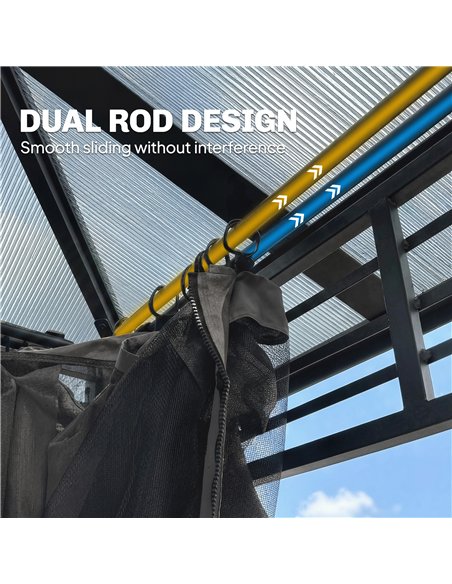 Outsunny 3 x 3.6 m Outdoor Hardtop Gazebo Canopy with 2-Tier Roof, Permanent Pavilion Garden Metal Gazebo with Sides, Dark Grey - pic 185647 | FastDaddyshop
