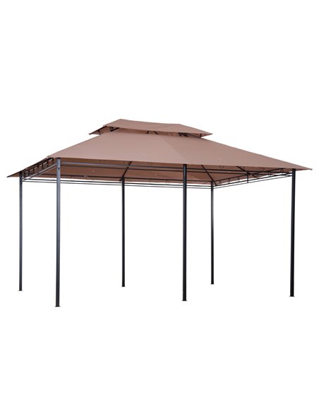 Outsunny 4m x 3(m) Metal Gazebo Canopy Party Tent Garden Pavillion Patio Shelter Pavilion with Curtains Sidewalls Brown - pic 18565 | FastDaddyshop