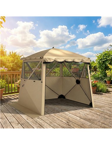Outsunny Pop Up Gazebo Waterproof Instant Shelter with Awning Mesh Windows for Camping Patio 2 x 2 m, Khaki