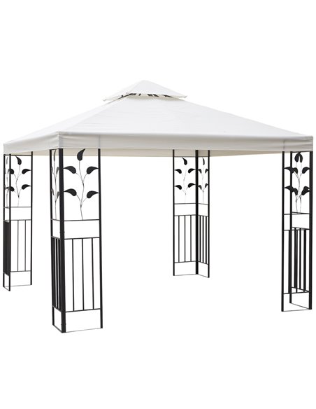 Outsunny 3x3m Outdoor Garden Steel Gazebo with 2-Tier Roof, Decorative Frame, Cream - pic 18566 | FastDaddyshop