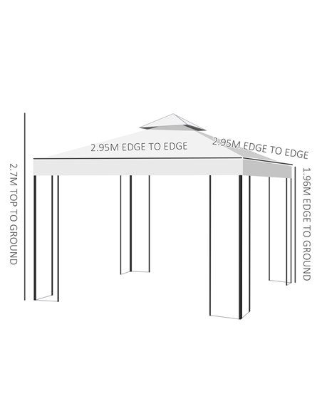 Outsunny 3x3m Outdoor Garden Steel Gazebo with 2-Tier Roof, Decorative Frame, Cream - pic 18568 | FastDaddyshop