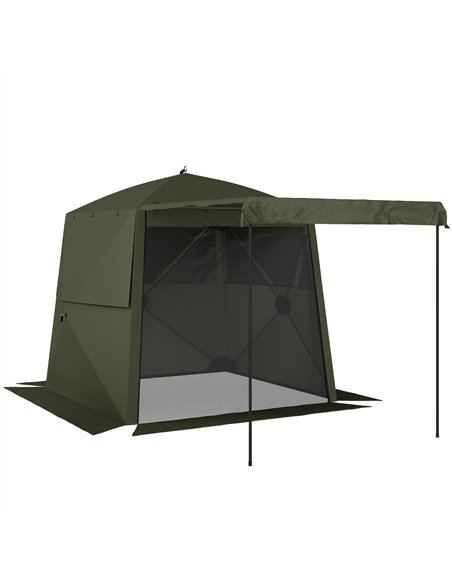 Outsunny Pop Up Gazebo Waterproof Instant Shelter with Awning Mesh Windows for Camping Patio 2 x 2 m, Army Green - pic 185684 | FastDaddyshop