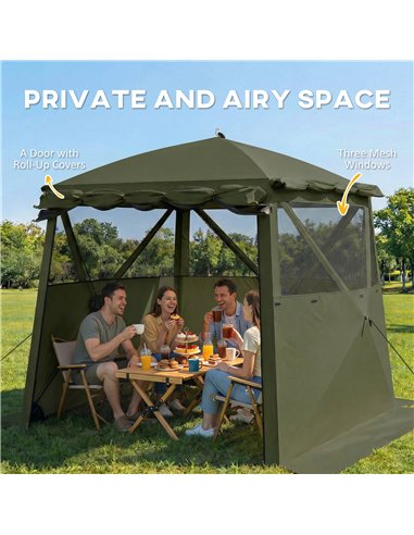 Outsunny Pop Up Gazebo Waterproof Instant Shelter with Awning Mesh Windows for Camping Patio 2 x 2 m, Army Green