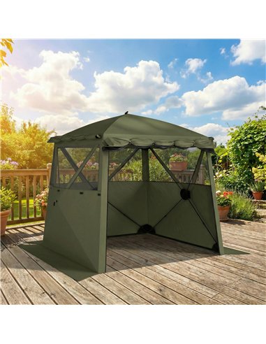 Outsunny Pop Up Gazebo Waterproof Instant Shelter with Awning Mesh Windows for Camping Patio 2 x 2 m, Army Green