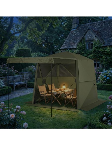 Outsunny Pop Up Gazebo Waterproof Instant Shelter with Awning Mesh Windows for Camping Patio 2 x 2 m, Army Green - pic 185691 | FastDaddyshop