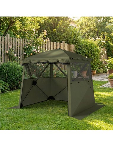 Outsunny Pop Up Gazebo Waterproof Instant Shelter with Awning Mesh Windows for Camping Patio 2 x 2 m, Army Green