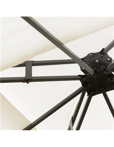 Outsunny 3x3m Outdoor Garden Steel Gazebo with 2-Tier Roof, Decorative Frame, Cream