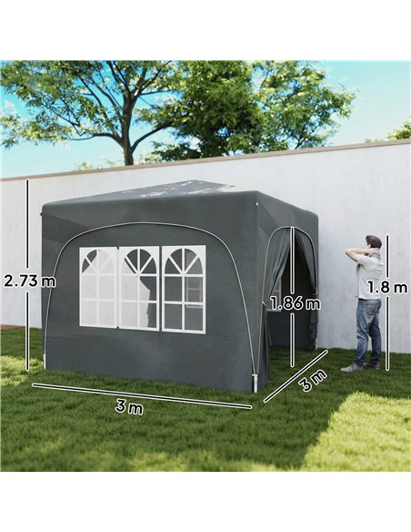 Outsunny 3 x 3m Pop-Up Gazebo Shelter, with Accessories - Dark Grey - pic 185722 | FastDaddyshop