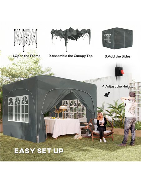 Outsunny 3 x 3m Pop-Up Gazebo Shelter, with Accessories - Dark Grey - pic 185723 | FastDaddyshop