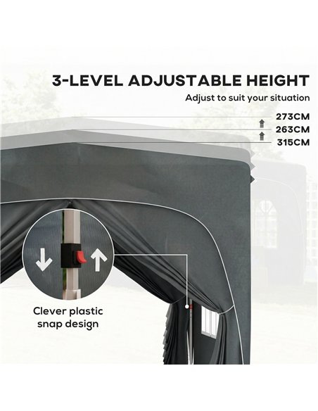 Outsunny 3 x 3m Pop-Up Gazebo Shelter, with Accessories - Dark Grey - pic 185724 | FastDaddyshop