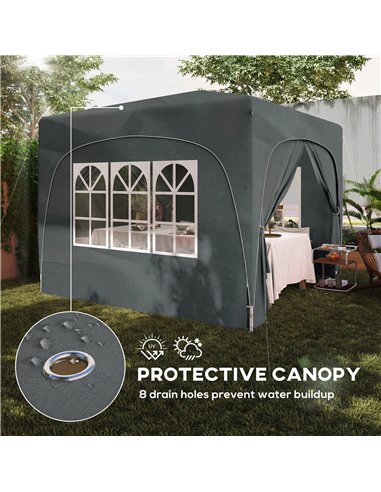 Outsunny 3 x 3m Pop-Up Gazebo Shelter, with Accessories - Dark Grey