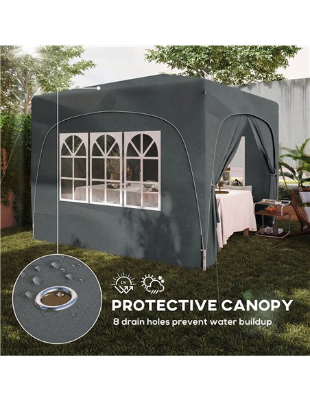 Outsunny 3 x 3m Pop-Up Gazebo Shelter, with Accessories - Dark Grey - pic 185725 | FastDaddyshop