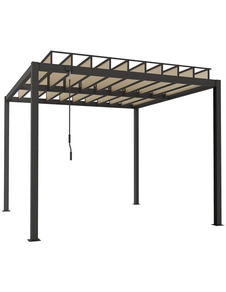 Outsunny 3 x 3 m Louvered Pergola with PC Roof, Aluminium Patio Gazebo Pergola Canopy with Drainage Gutters, Handle, Coffee - pic 185729 | FastDaddyshop
