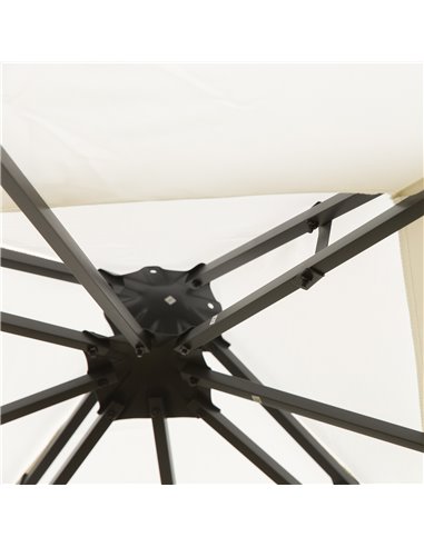 Outsunny 3x3m Outdoor Garden Steel Gazebo with 2-Tier Roof, Decorative Frame, Cream