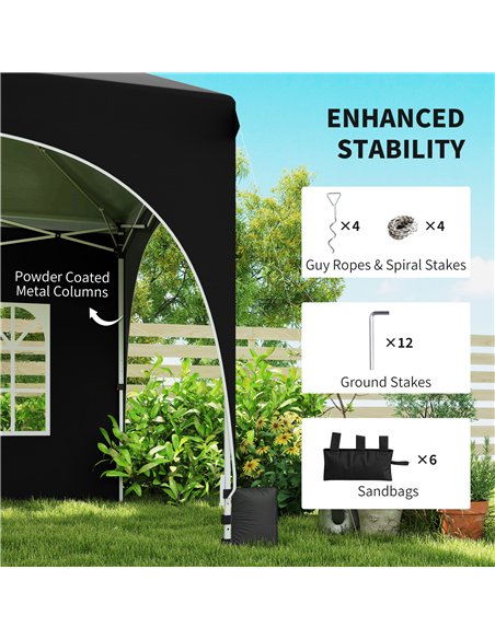 Outsunny 3 x 6m Pop Up Gazebo Shelter with Sides, 6 Sandbags, Peak Top Garden Party Tent Marquee with Carry Bag, Black - pic 185760 | FastDaddyshop