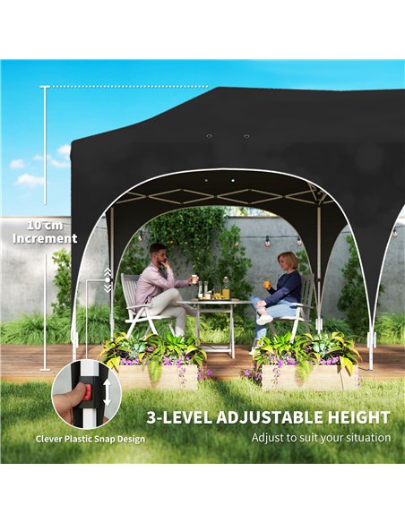 Outsunny 3 x 6m Pop Up Gazebo Shelter with Sides, 6 Sandbags, Peak Top Garden Party Tent Marquee with Carry Bag, Black - pic 185764 | FastDaddyshop