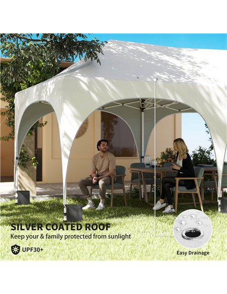 Outsunny 3 x 6m Pop Up Gazebo Shelter with Sides, 6 Sandbags, Peak Top Garden Party Tent Marquee with Carry Bag, Light Grey/Whit - pic 185770 | FastDaddyshop