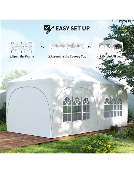 Outsunny 3 x 6m Pop Up Gazebo Shelter with Sides, 6 Sandbags, Peak Top Garden Party Tent Marquee with Carry Bag, Light Grey/Whit - pic 185772 | FastDaddyshop