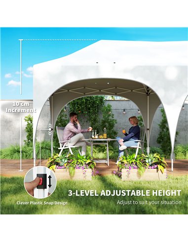 Outsunny 3 x 6m Pop Up Gazebo Shelter with Sides, 6 Sandbags, Peak Top Garden Party Tent Marquee with Carry Bag, Light Grey/Whit