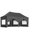 Outsunny 3 x 6m Pop Up Gazebo Shelter with Sides, 6 Sandbags, Peak Top Garden Party Tent Marquee with Carry Bag, Dark Grey