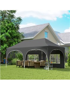 Outsunny 3 x 6m Pop Up Gazebo Shelter with Sides, 6 Sandbags, Peak Top Garden Party Tent Marquee with Carry Bag, Dark Grey 2
