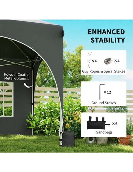 Outsunny 3 x 6m Pop Up Gazebo Shelter with Sides, 6 Sandbags, Peak Top Garden Party Tent Marquee with Carry Bag, Dark Grey - pic 185778 | FastDaddyshop