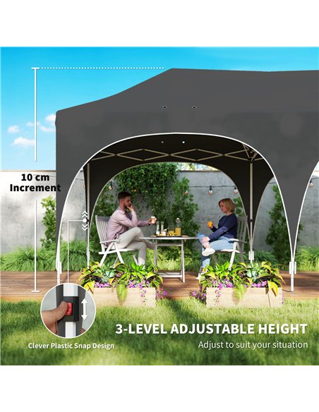 Outsunny 3 x 6m Pop Up Gazebo Shelter with Sides, 6 Sandbags, Peak Top Garden Party Tent Marquee with Carry Bag, Dark Grey - pic 185782 | FastDaddyshop
