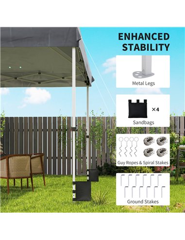 Outsunny 3 x 3 m Pop Up Gazebo with Wheels, UPF50+ One-Touch Outdoor Garden Party Tent Marquee Wedding Awning Canopy, Dark Grey