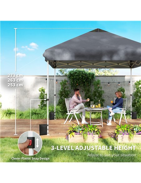 Outsunny 3 x 3 m Pop Up Gazebo with Wheels, UPF50+ One-Touch Outdoor Garden Party Tent Marquee Wedding Awning Canopy, Dark Grey - pic 185790 | FastDaddyshop