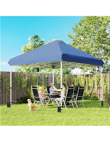 Outsunny 3 x 3 m Pop Up Gazebo with Wheels, UPF50+ One-Touch Outdoor Garden Party Tent Marquee Wedding Awning Canopy, Dark Blue