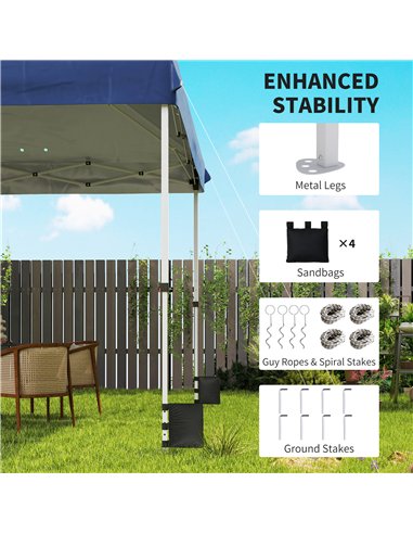 Outsunny 3 x 3 m Pop Up Gazebo with Wheels, UPF50+ One-Touch Outdoor Garden Party Tent Marquee Wedding Awning Canopy, Dark Blue