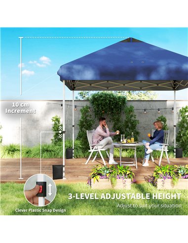 Outsunny 3 x 3 m Pop Up Gazebo with Wheels, UPF50+ One-Touch Outdoor Garden Party Tent Marquee Wedding Awning Canopy, Dark Blue