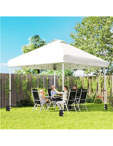 Outsunny 3 x 3 m Pop Up Gazebo with Wheels, UPF50+ One-Touch Outdoor Garden Party Tent Marquee Wedding Awning Canopy, White
