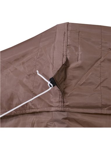 Outsunny 3x3.5m Hexagonal Pop Up Gazebo Party Canopy Height Adjustable Tent Sun Shelter w/ Mosquito Netting Zipped Door, Brown