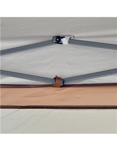 Outsunny 3x3.5m Hexagonal Pop Up Gazebo Party Canopy Height Adjustable Tent Sun Shelter w/ Mosquito Netting Zipped Door, Brown